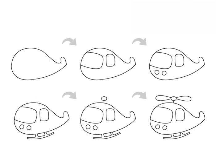 直升飞机简笔画步骤和上色
