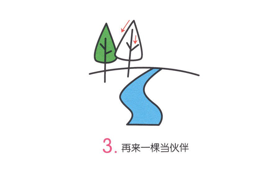 山间小溪简笔画