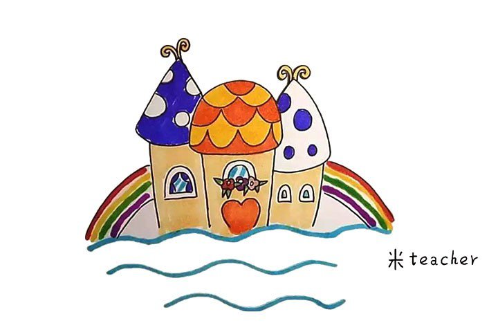 海上小屋简笔画教程