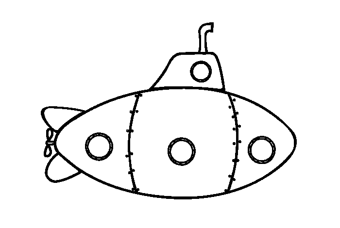 6张卡通潜水艇简笔画