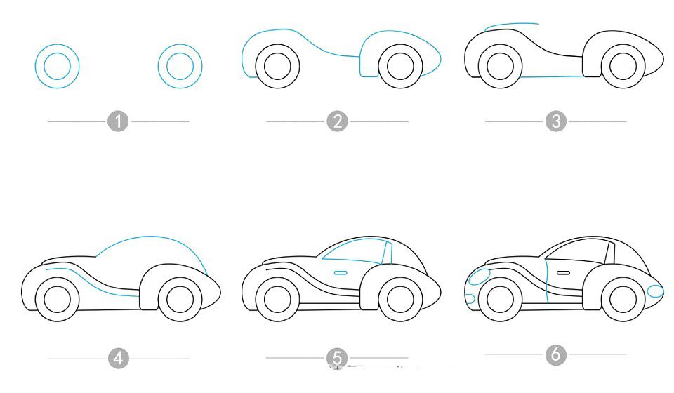 保时捷跑车简笔画【附画法步骤图】