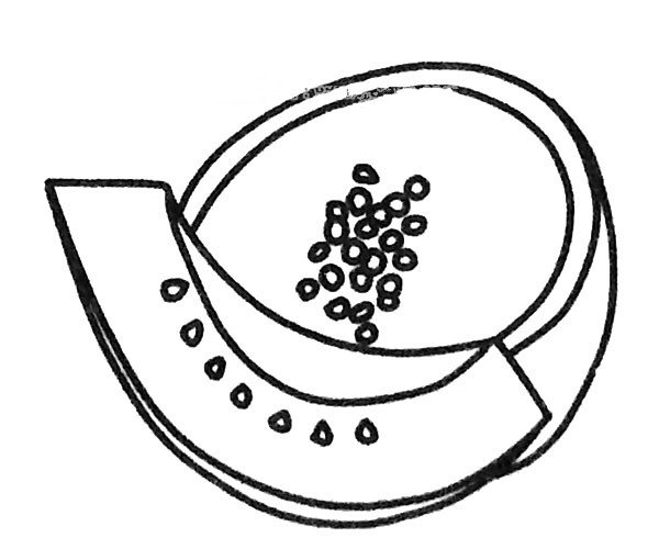 四张简单的哈密瓜简笔画图片