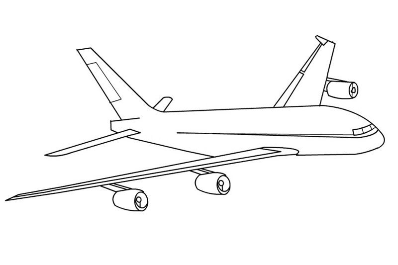 空中飞行的飞机简笔画带颜色